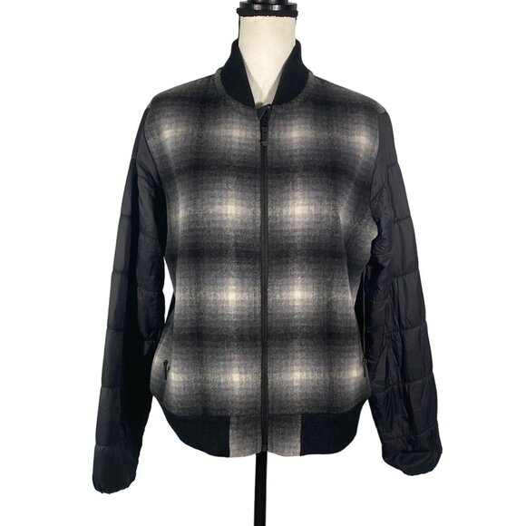 Smartwool Ibera merio wool blend Bomber jacket coat Gray plaid M outdoor - Picture 1 of 10